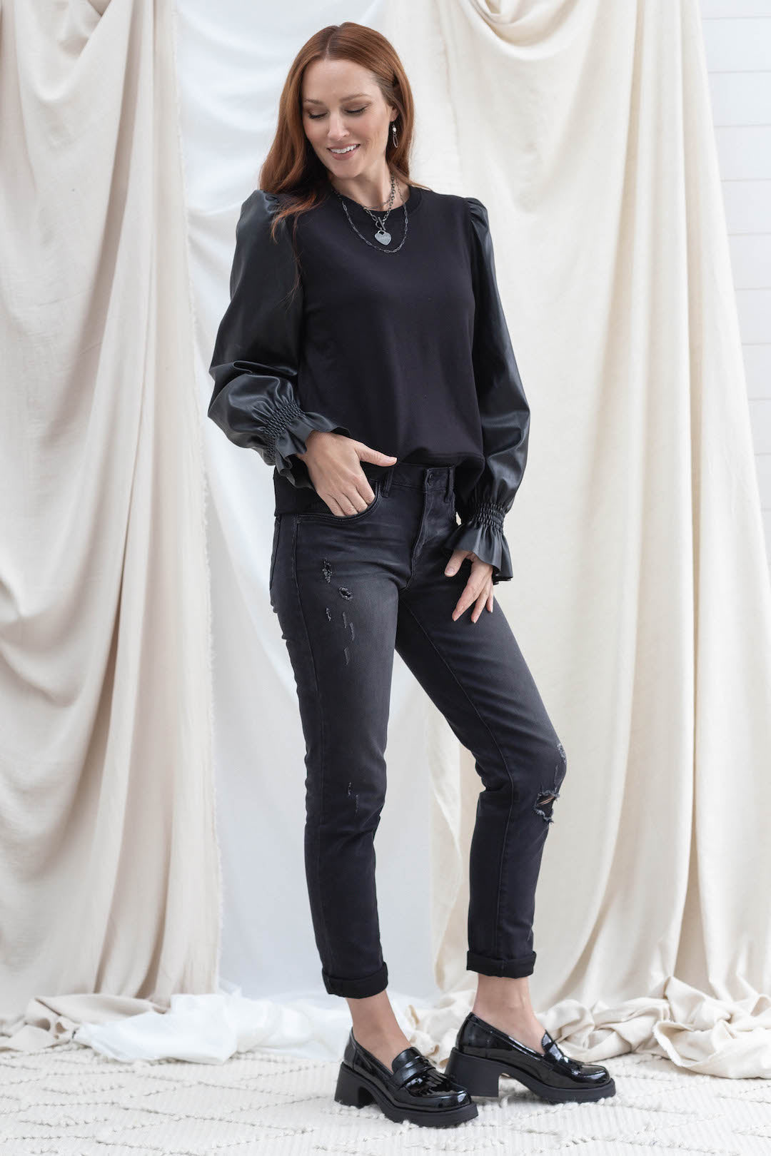Black Vintage Girlfriend Straight Jean