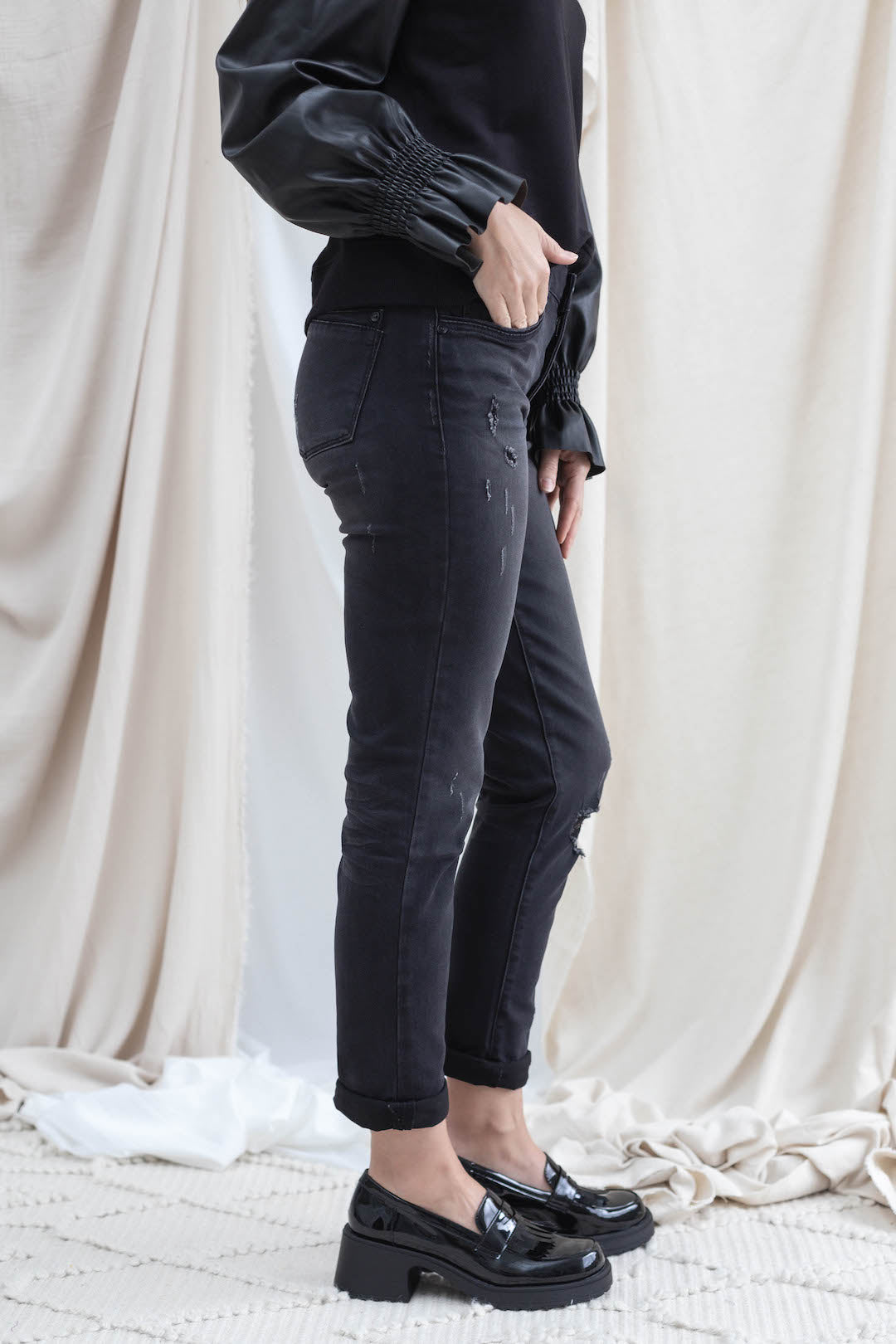Black Vintage Girlfriend Straight Jean