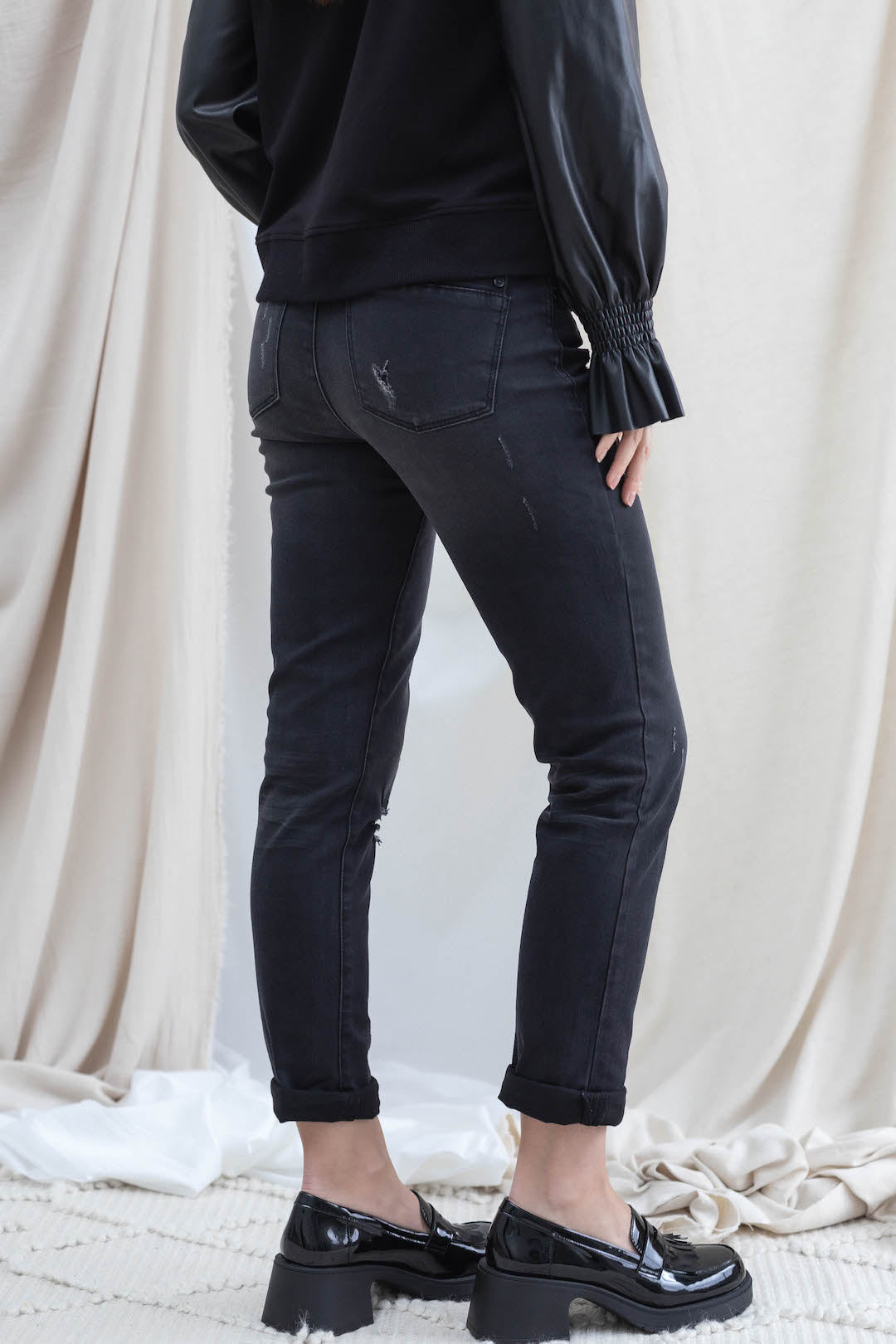 Black Vintage Girlfriend Straight Jean