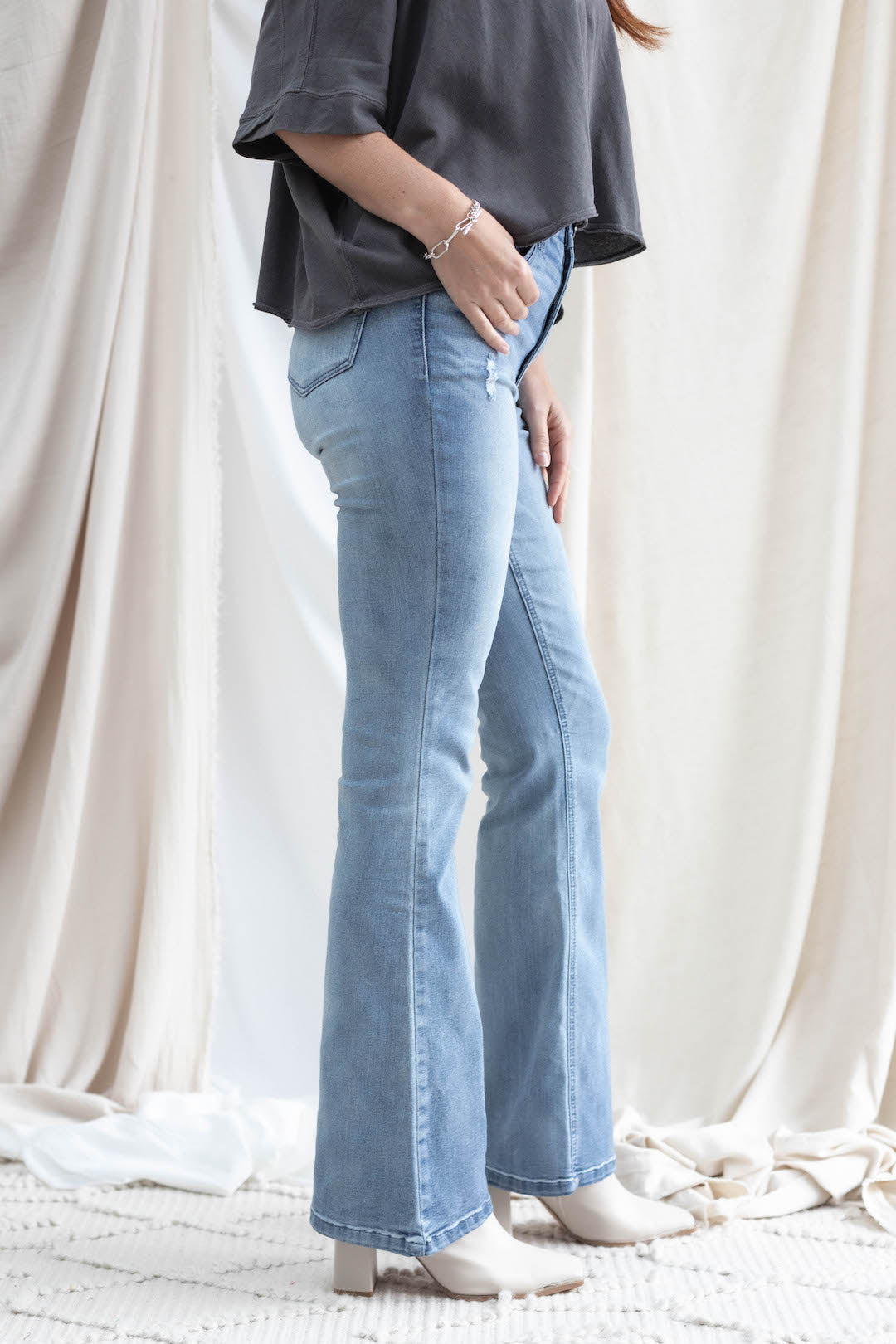 High Rise Flare w/ Double Button