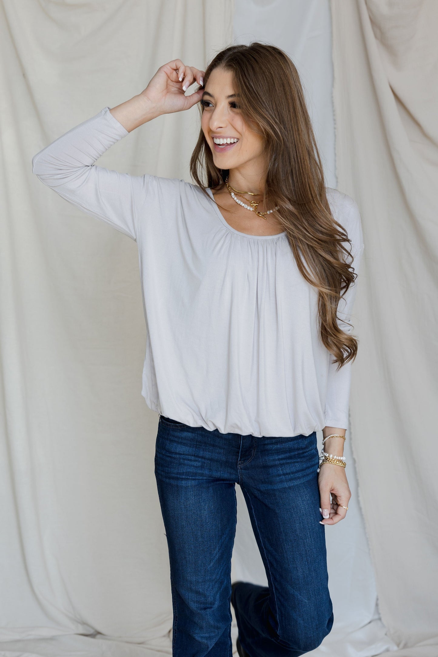 Flatter-Me-Crazy Bubble Top - Silver Lining