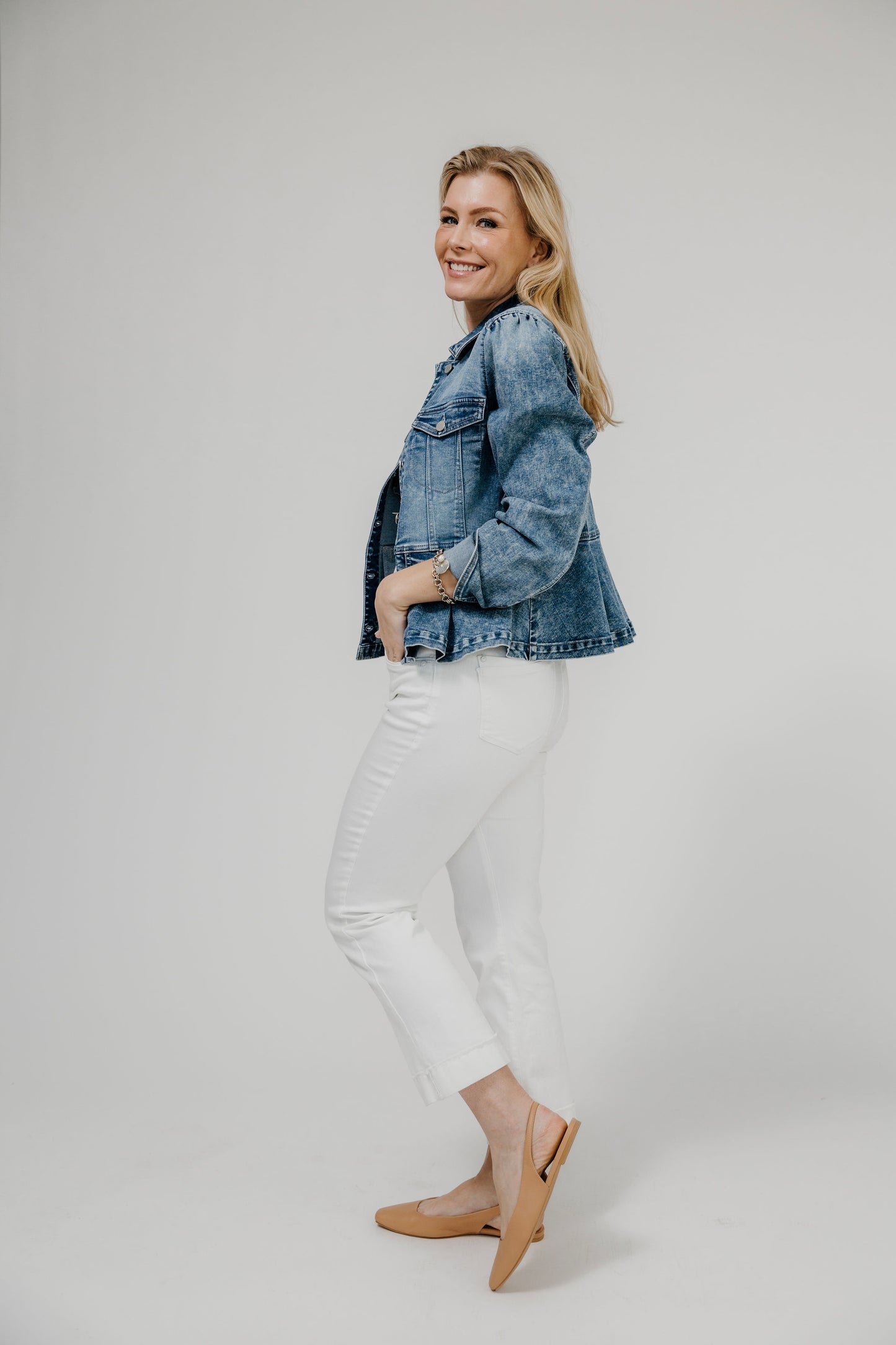 Puff Long Sleeve Peplum Pleat Jacket