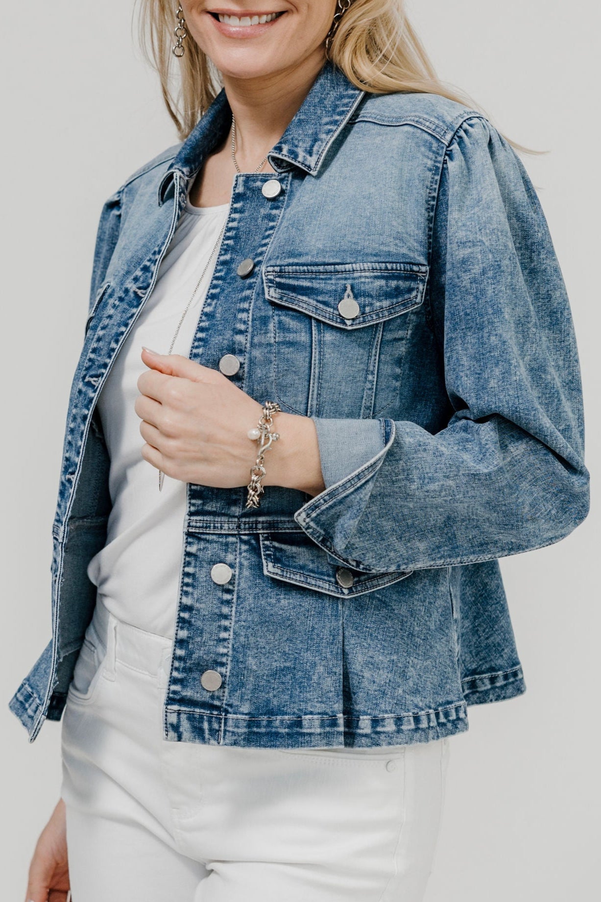 Puff Long Sleeve Peplum Pleat Jacket