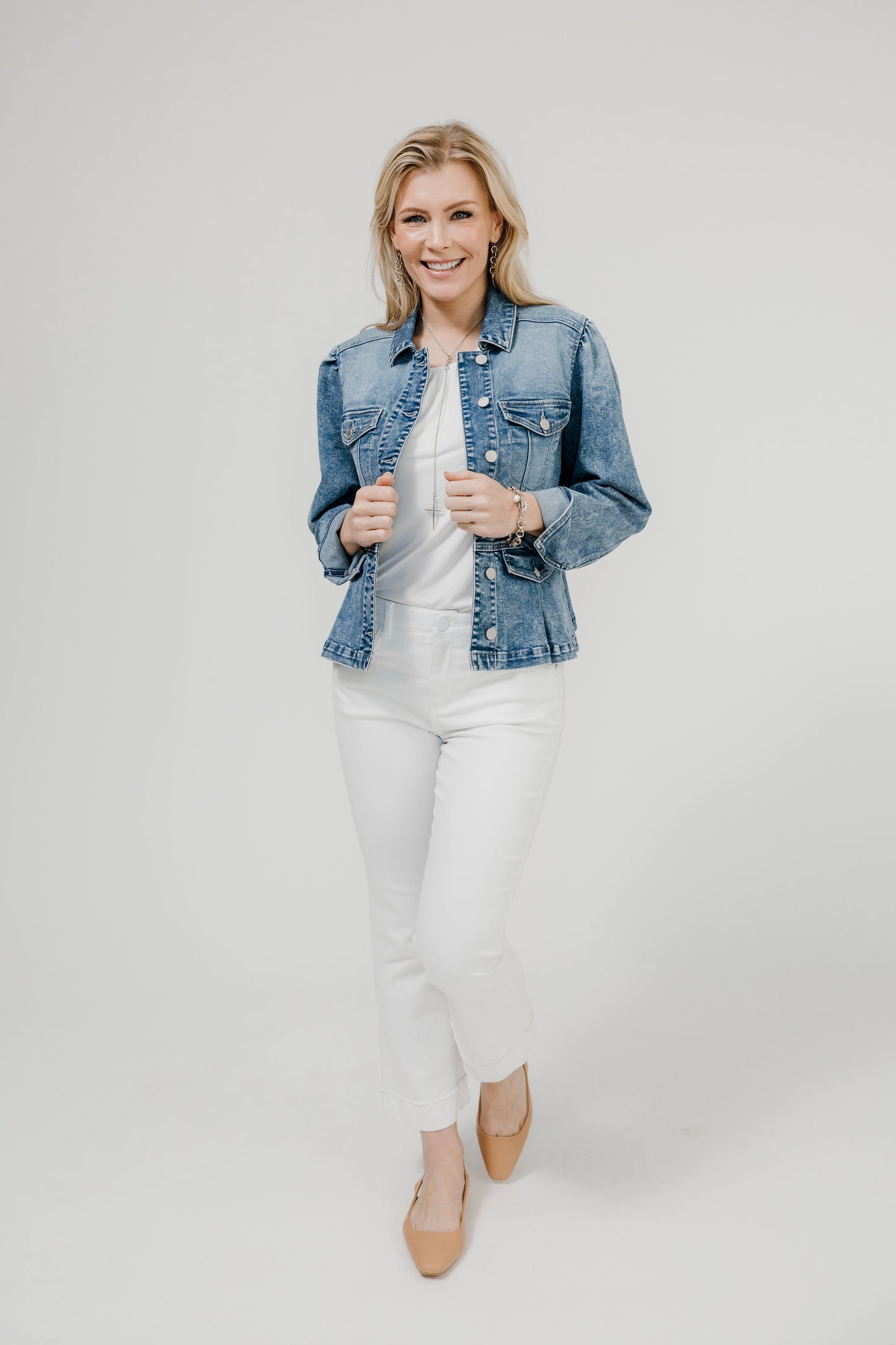 Puff Long Sleeve Peplum Pleat Jacket