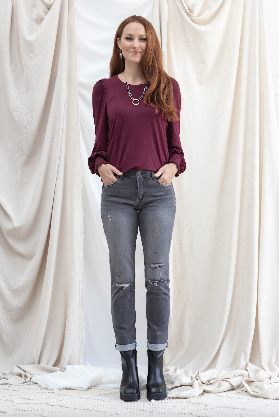 Grey Vintage Girlfriend Straight Leg