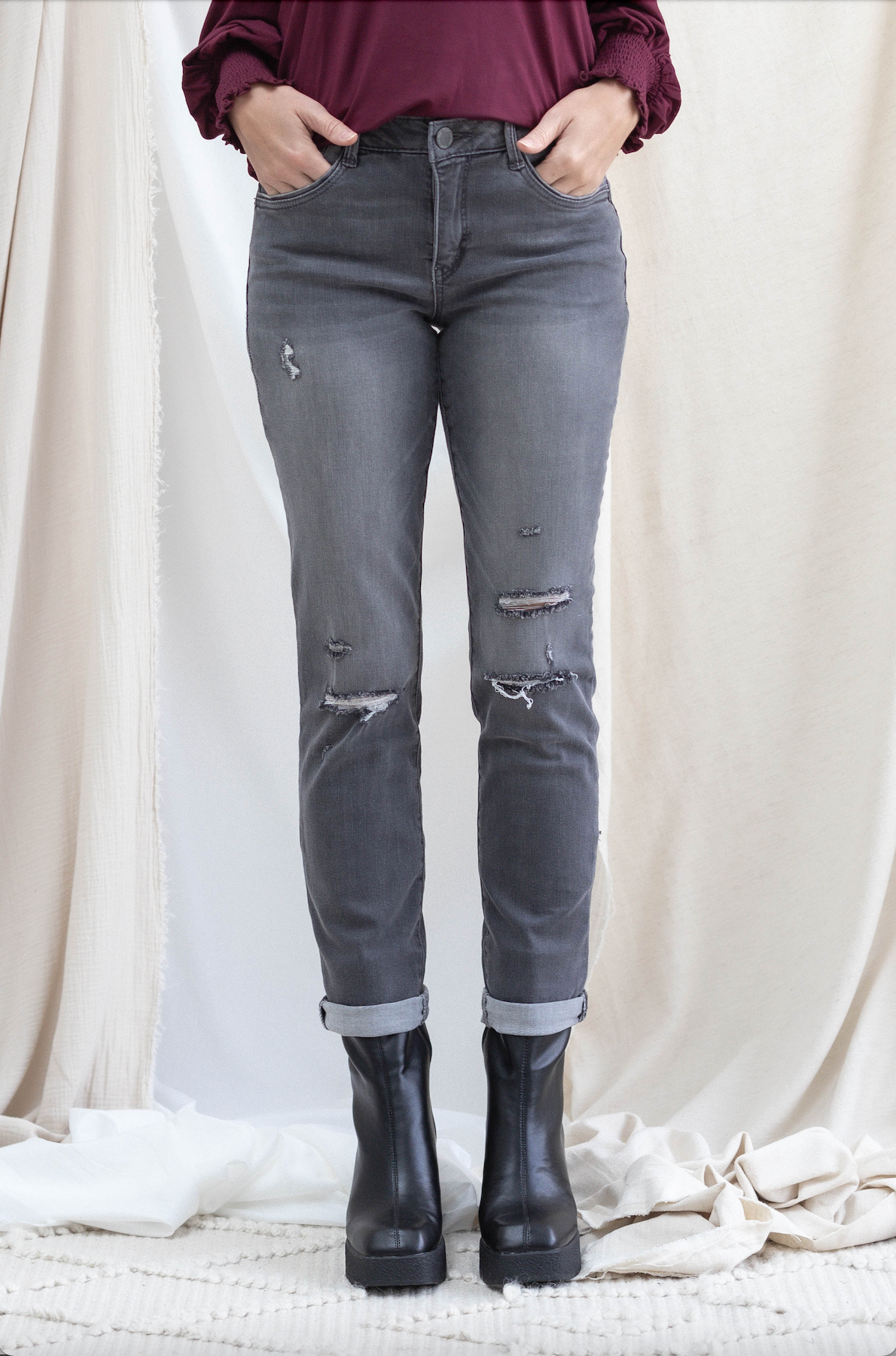 Grey Vintage Girlfriend Straight Leg