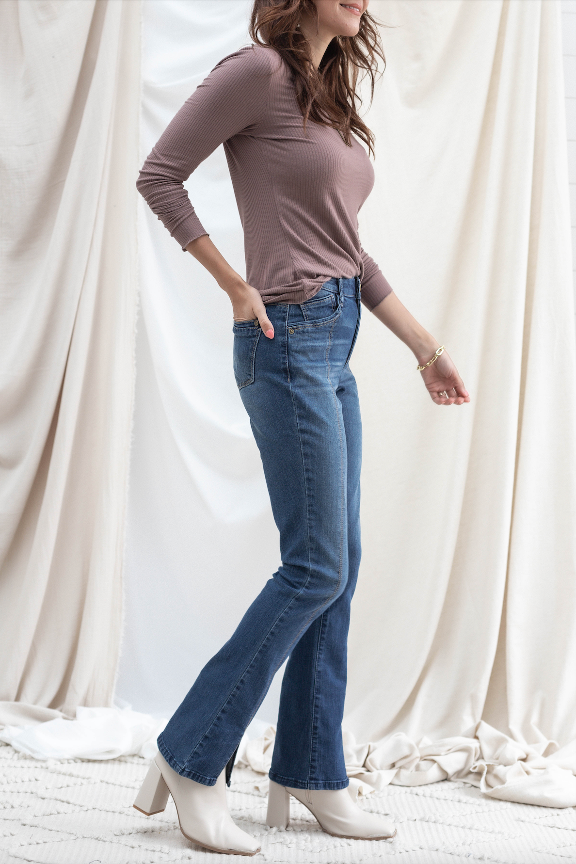Front Slit High Rise Itty Bitty Boot