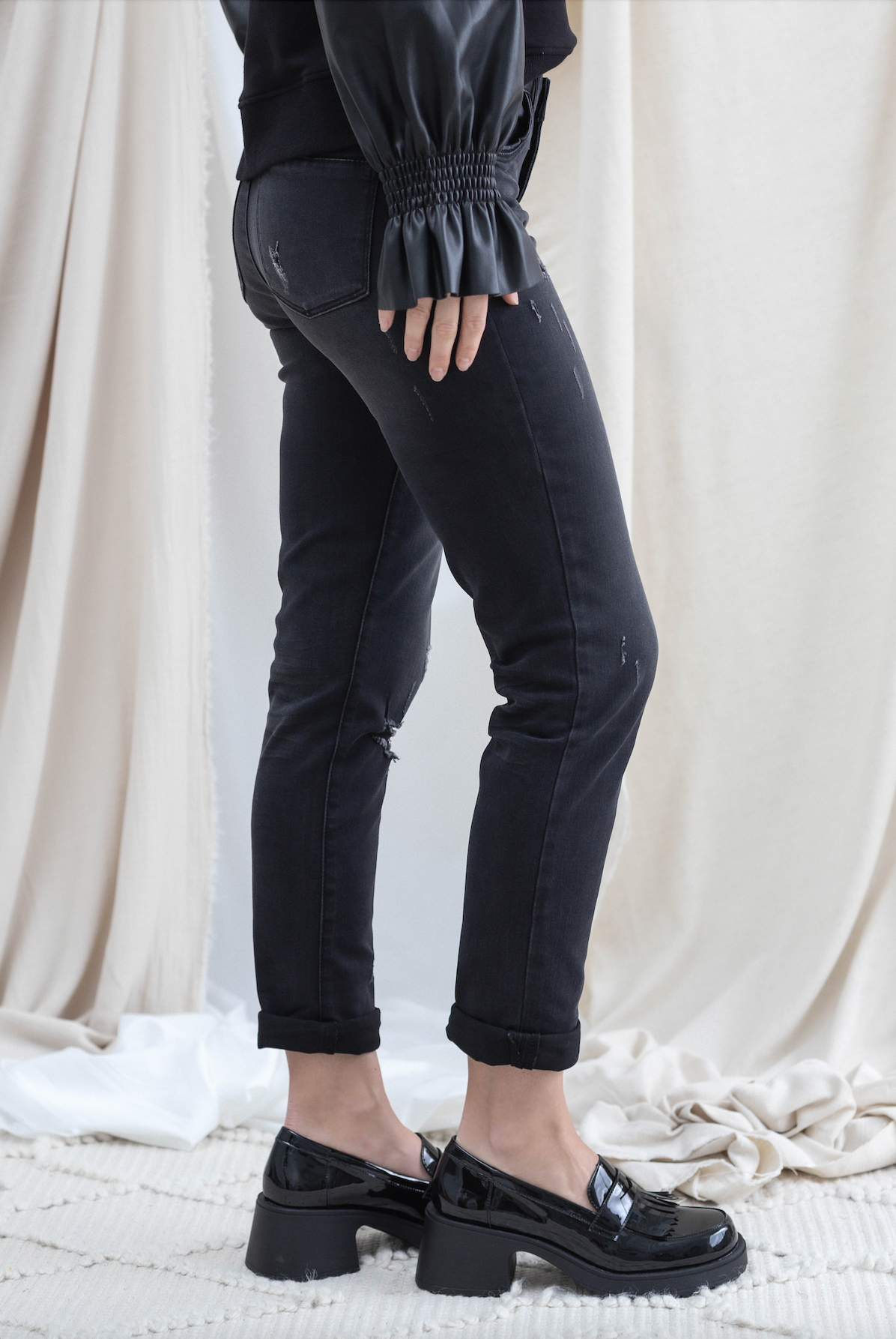 Black Vintage Girlfriend Straight Jean