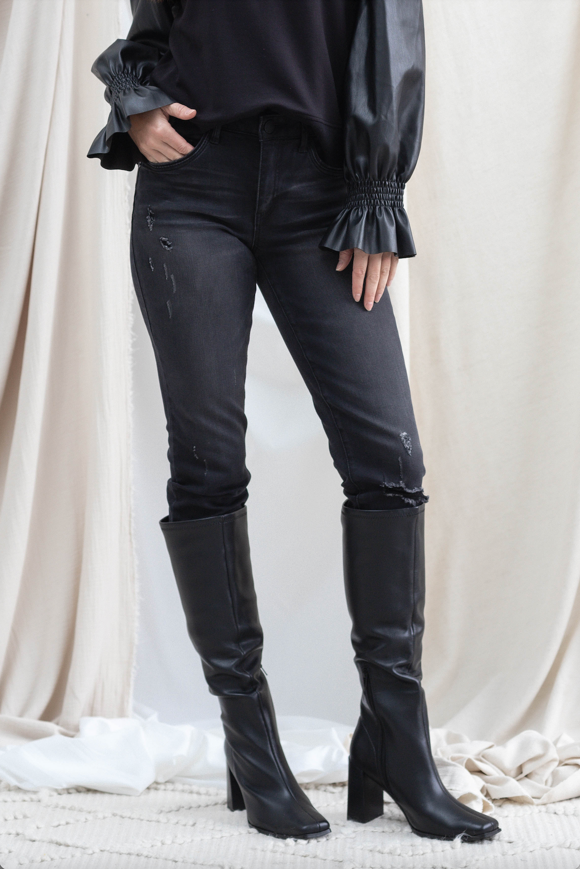 Black Vintage Girlfriend Straight Jean
