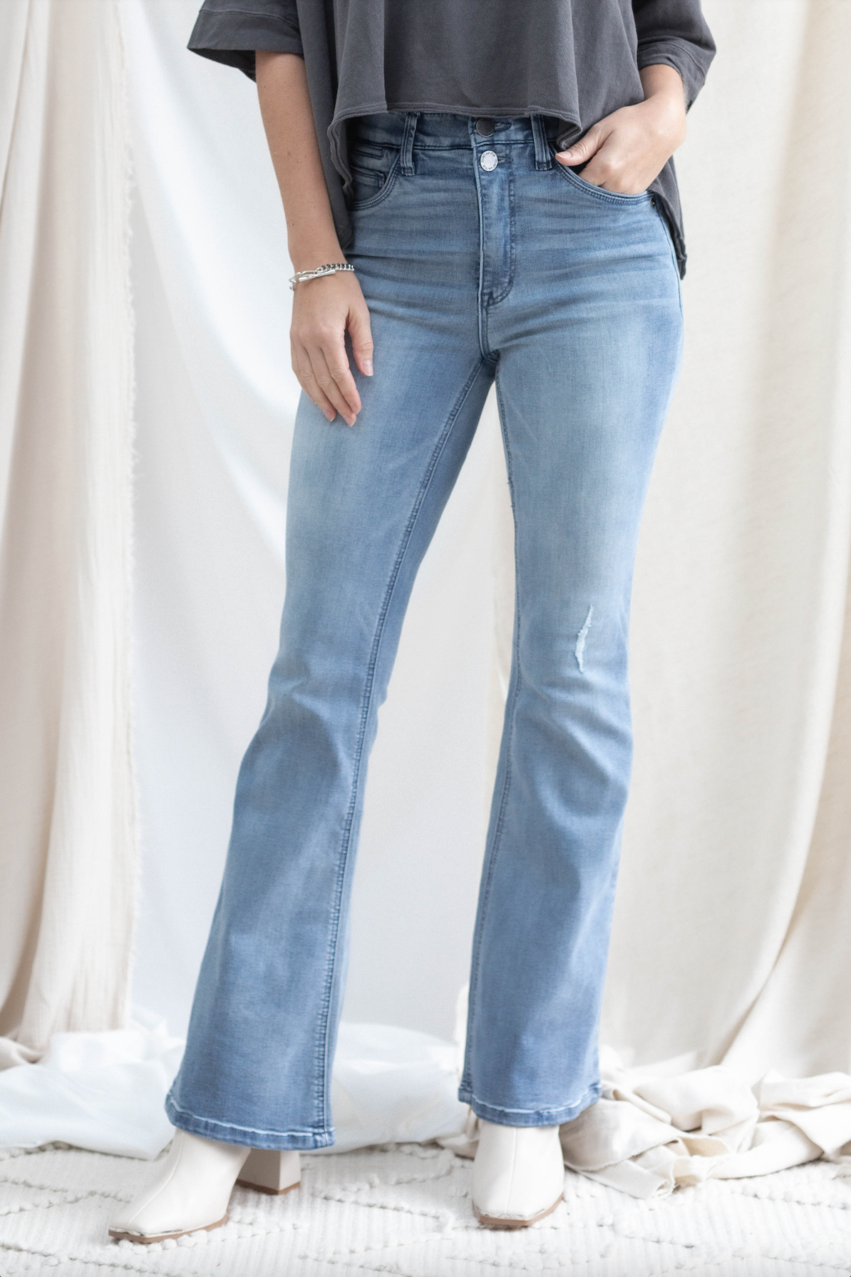High Rise Flare w/ Double Button