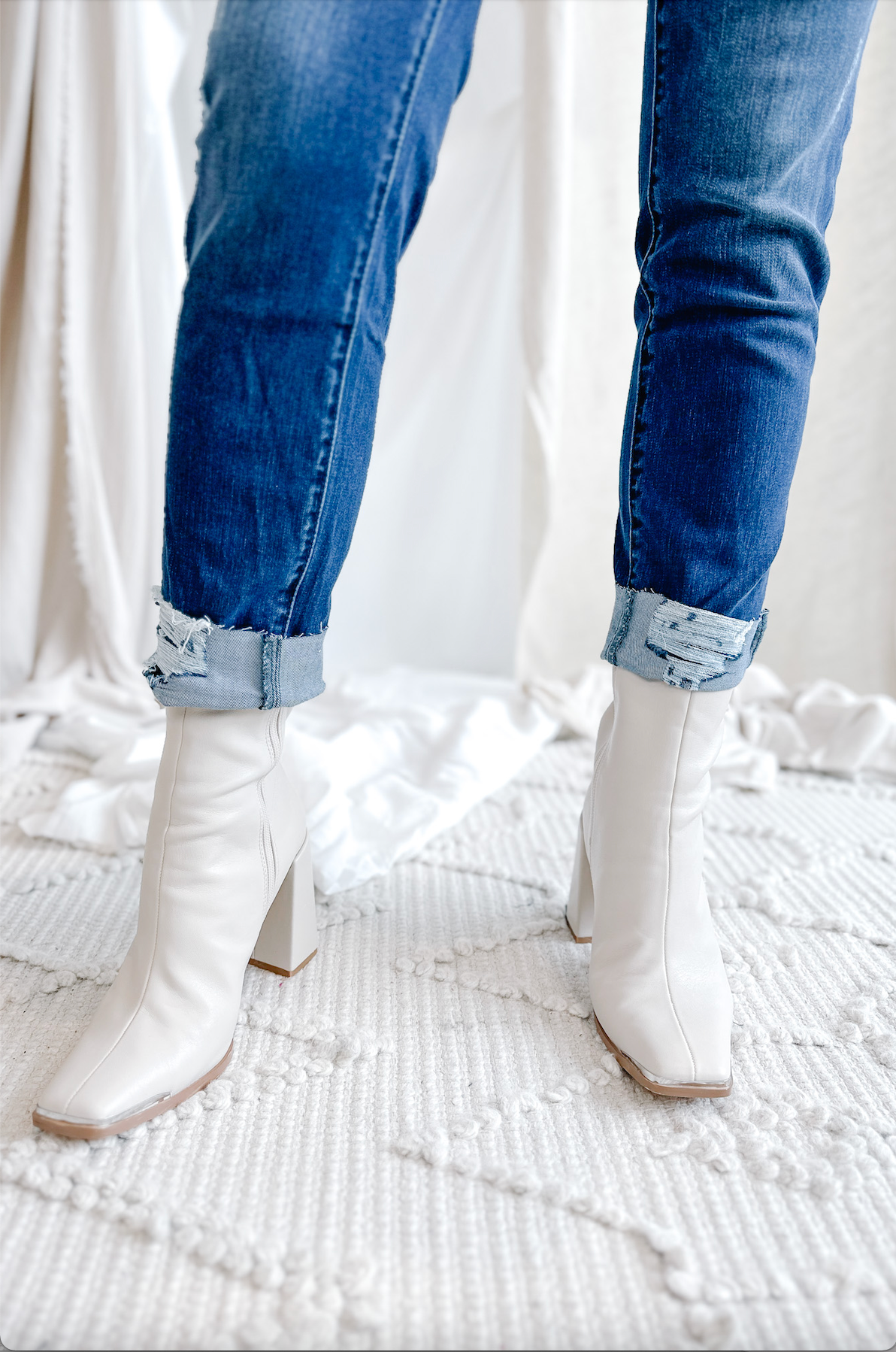 Straight Leg Girlfriend w/ Destructed Raw Cuff Hem