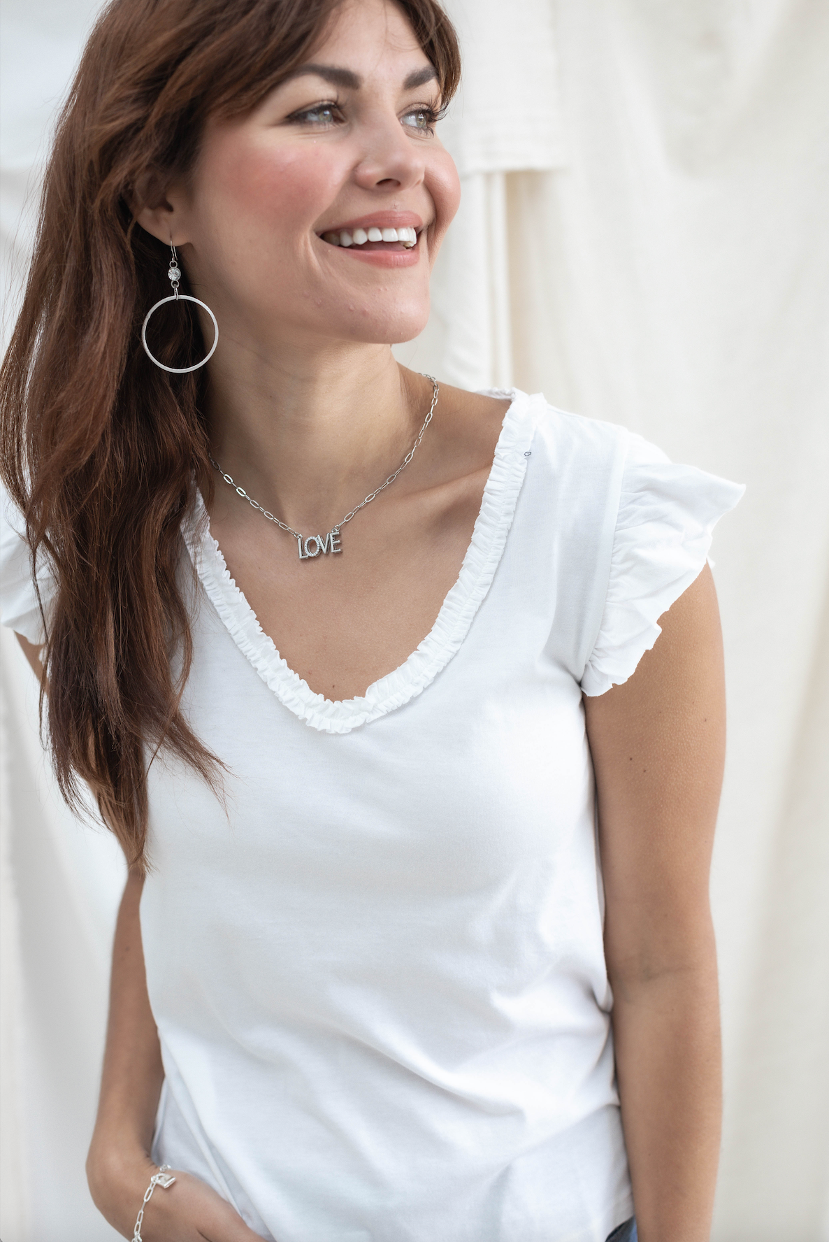 V Neck Feminine Detail Top - 2 Colors