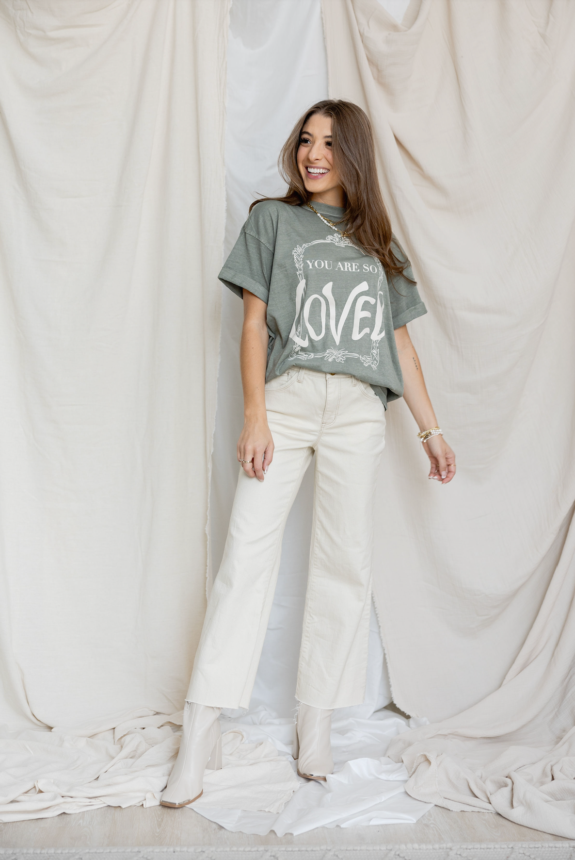 Ecru High Rise Flare w/ Raw Hem