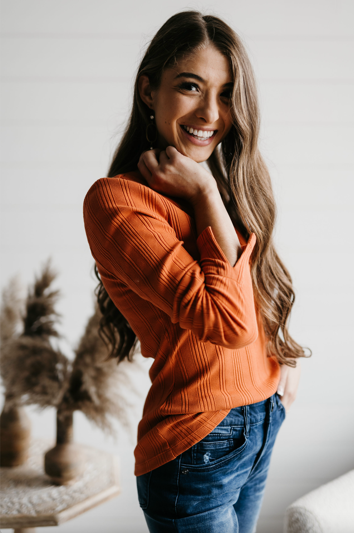 Variegated Stretch Rib Long Sleeve - Spice