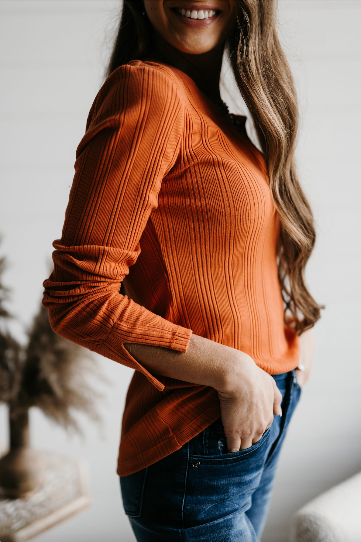 Variegated Stretch Rib Long Sleeve - Spice