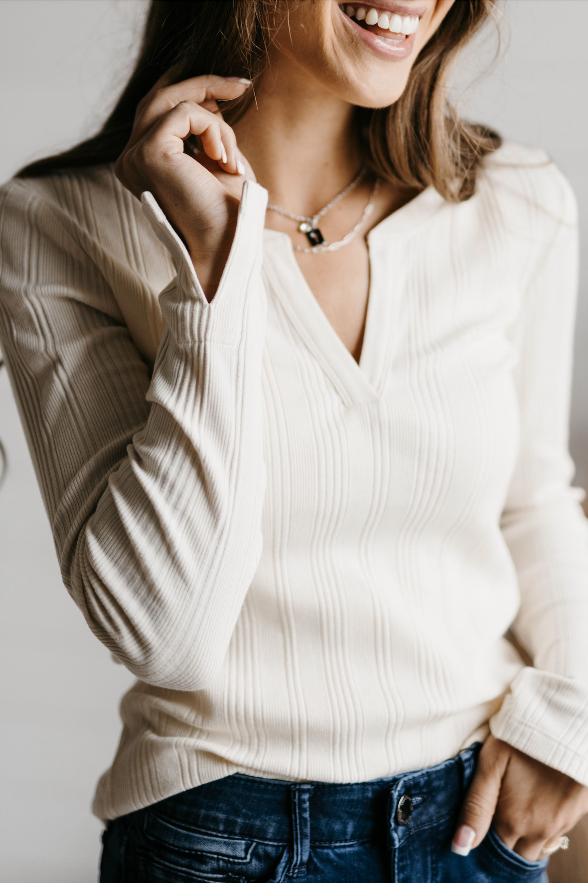 Variegated Stretch Rib Long Sleeve - Birch