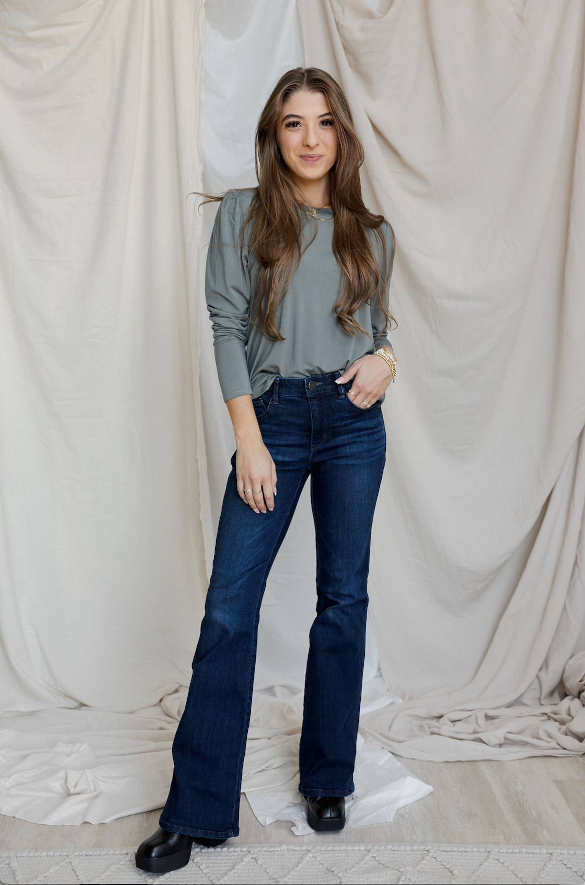 Day-Ready Puff Sleeve Tee - Sage