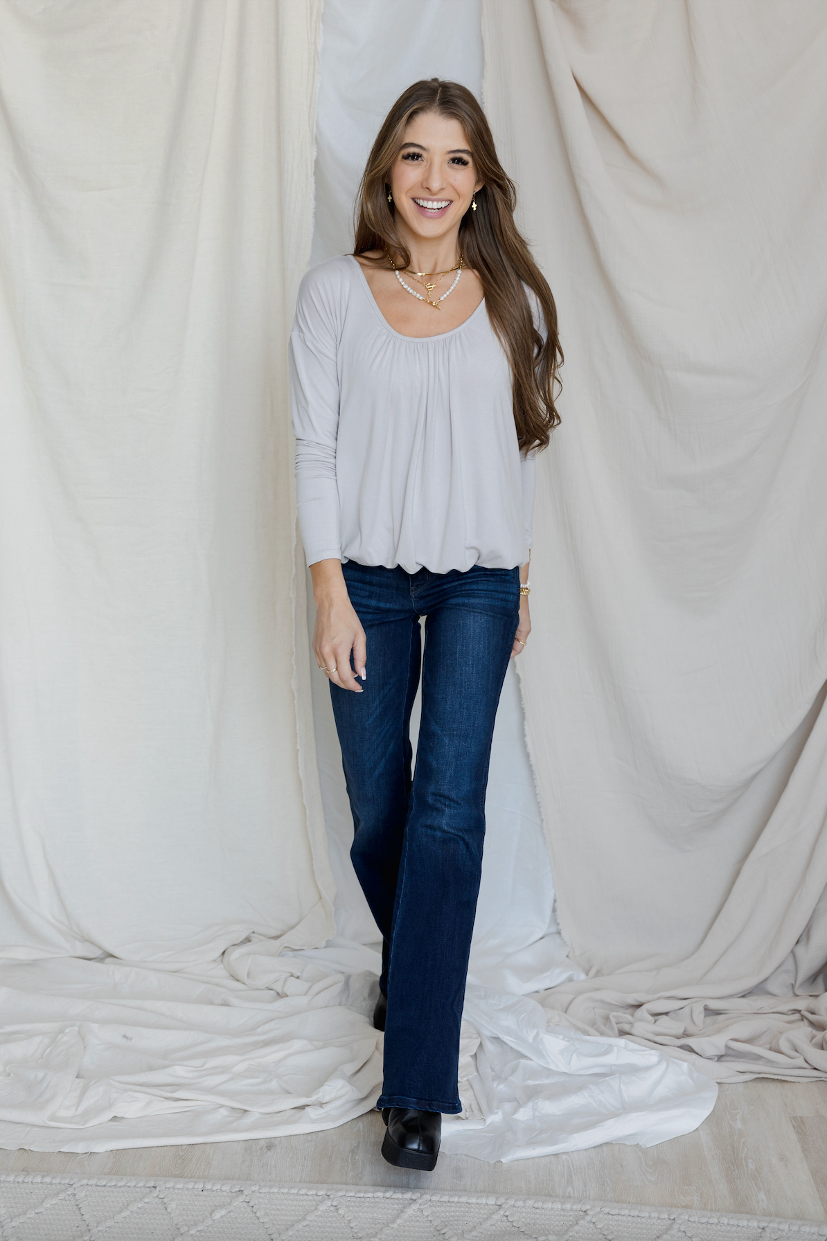 Flatter-Me-Crazy Bubble Top - Silver Lining