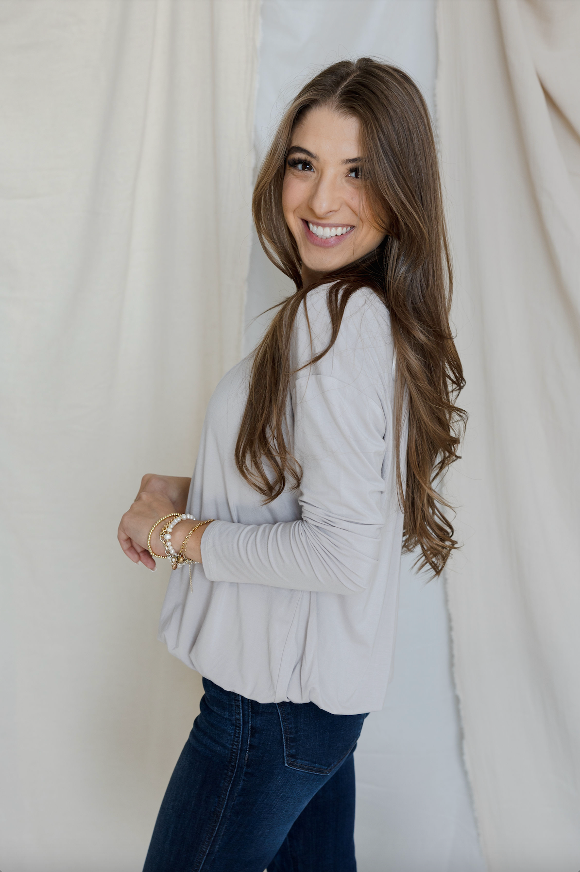 Flatter-Me-Crazy Bubble Top - Silver Lining