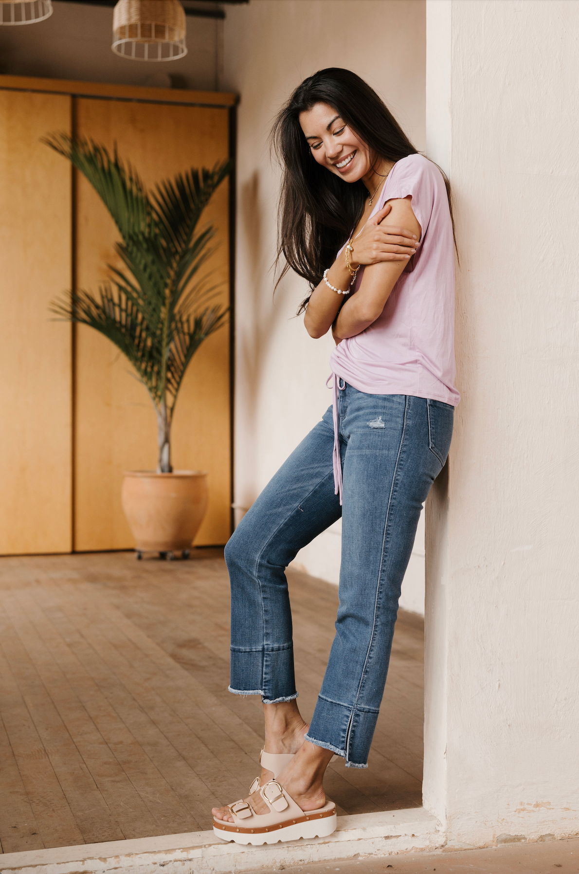 Essentials Ruched Front Top - Fondant Pink