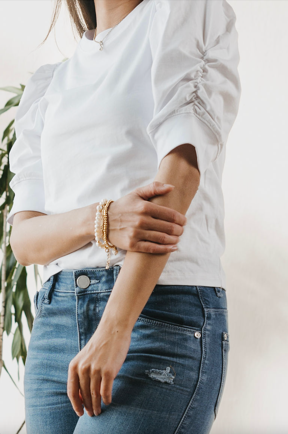 Bold and Beautiful Ruched Sleeve Top - White
