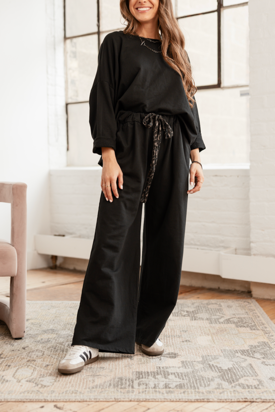 Italian Jet Setter Flowy Pant - Black