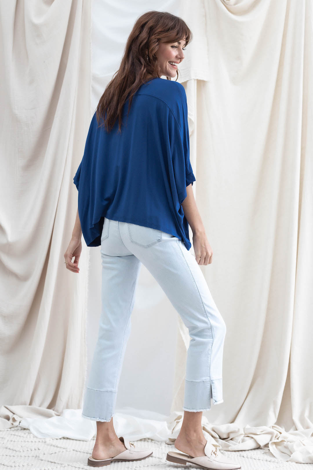 Fray Hem Kick Flare in Powder Blue