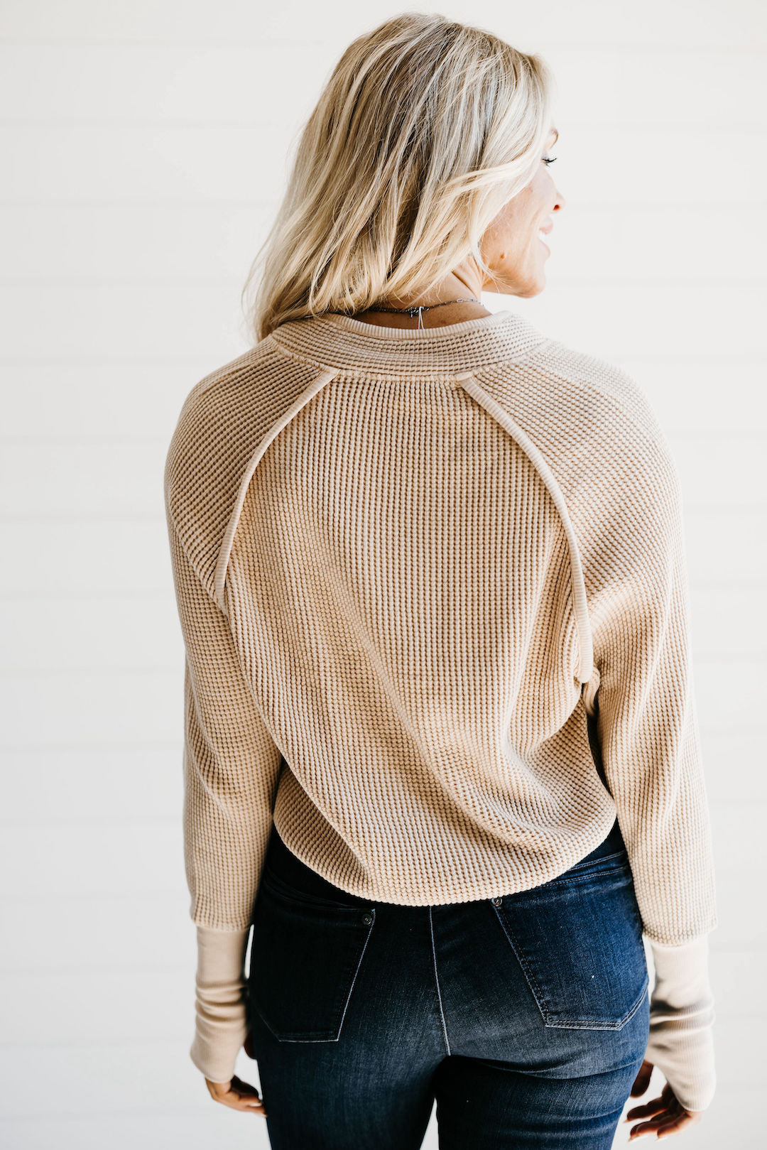 Everyday Vintage Waffle Sweater - Taupe