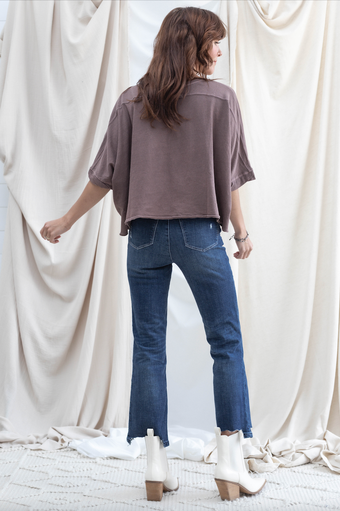 High Rise Mini Flare w/ Scallop Fray Chewed Hem