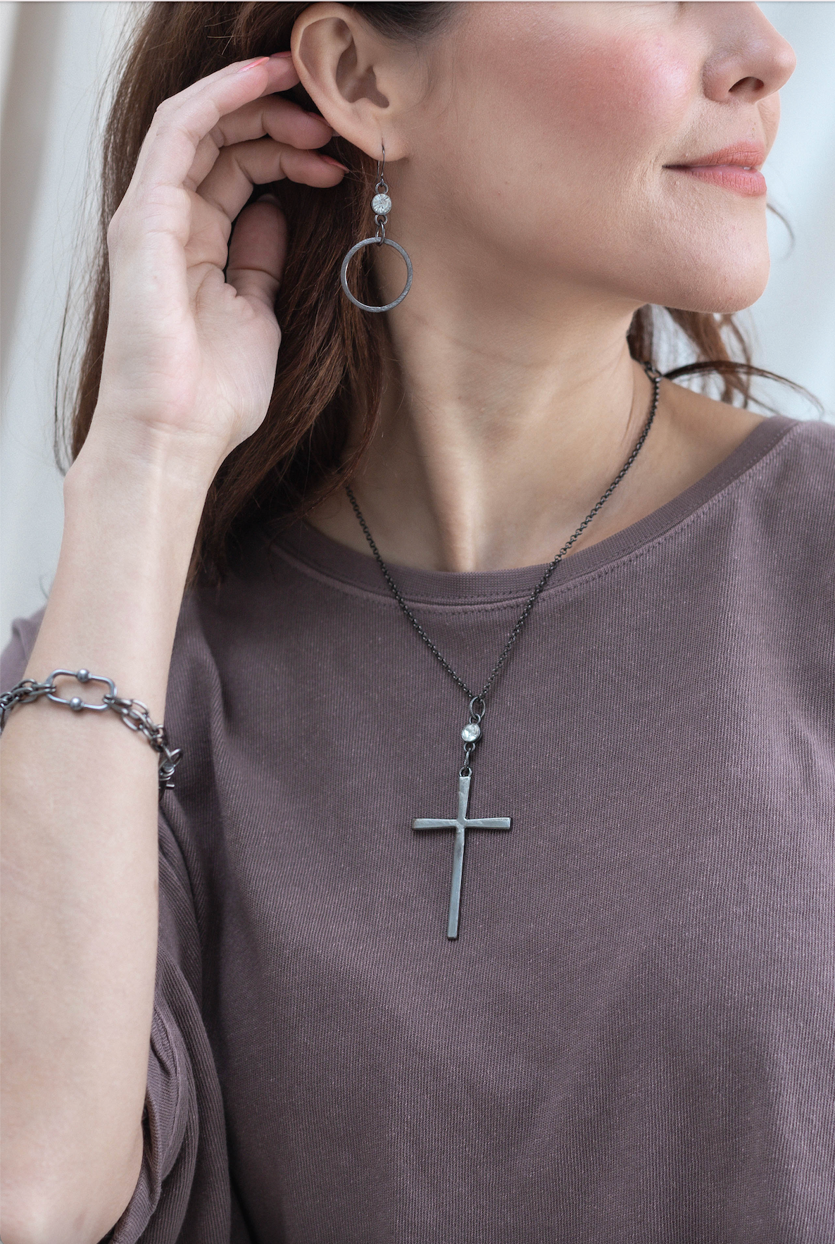 Large Modern Cross Necklace