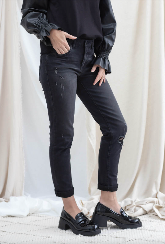 Black Vintage Girlfriend Straight Jean