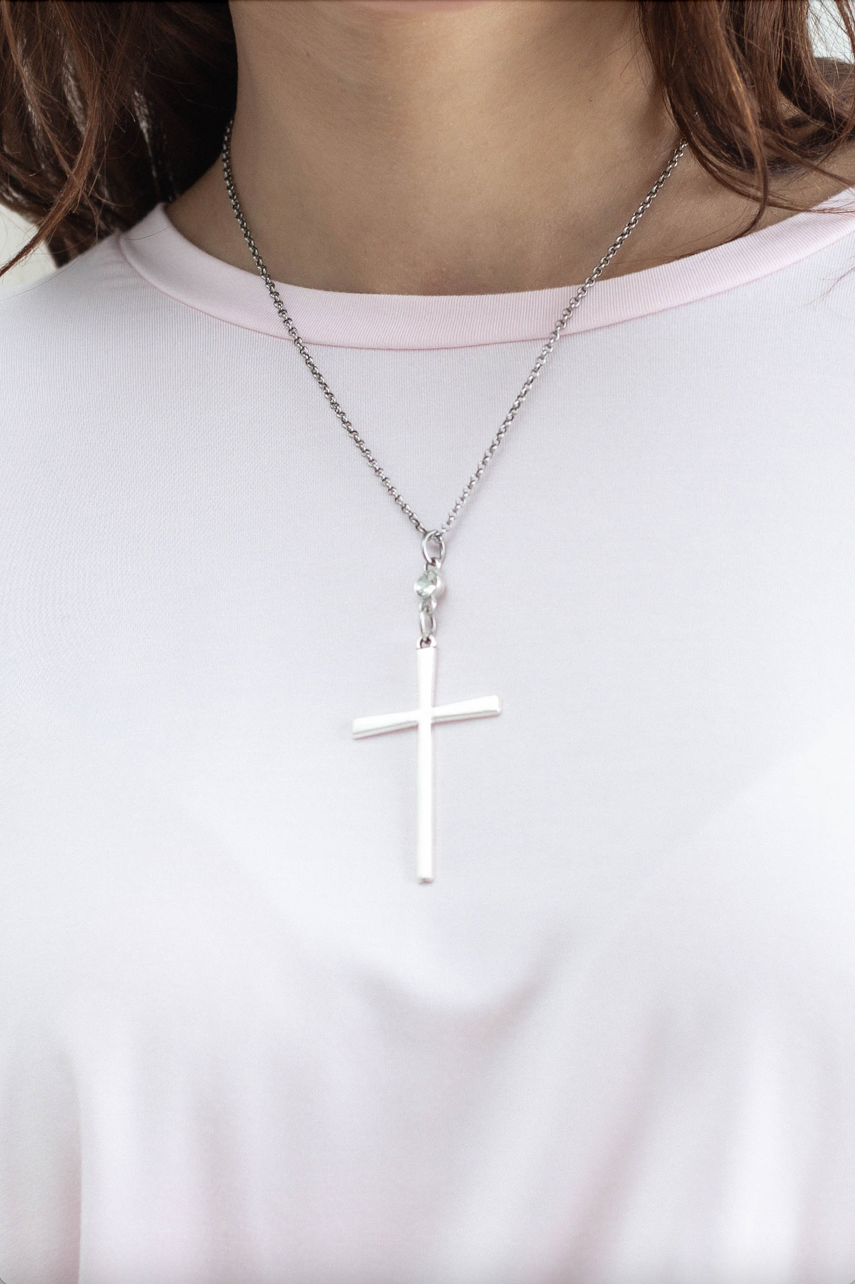 Large Modern Cross Necklace