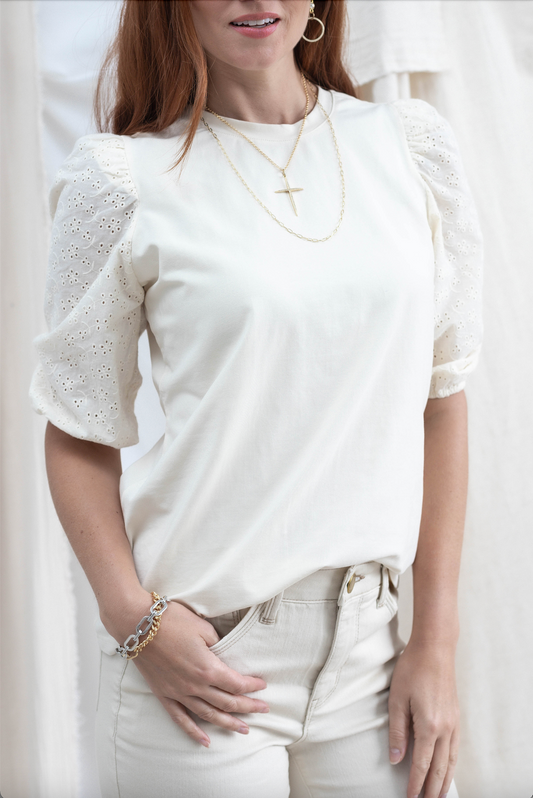 Eyelet Sleeve Top