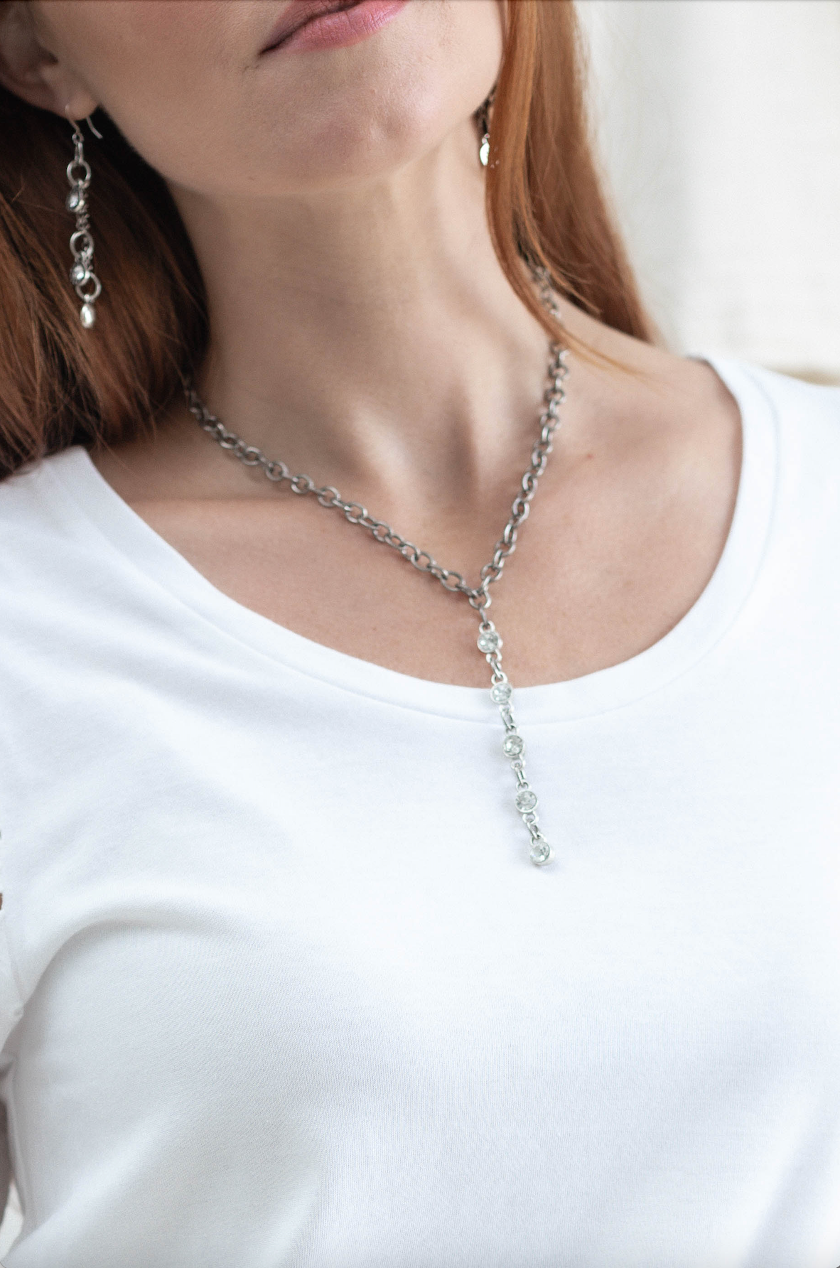 Crystal Diamond Cascade Necklace