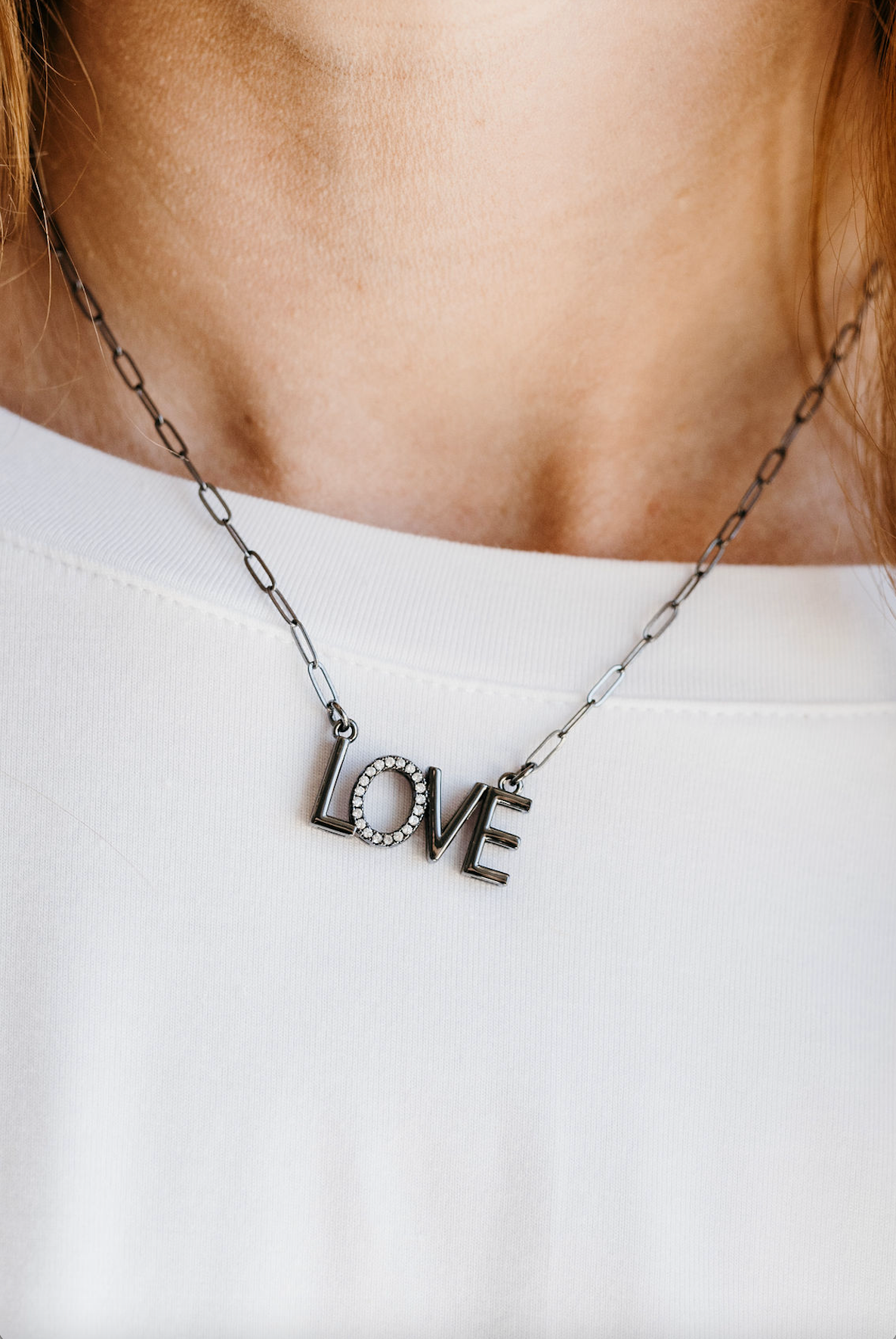 Dainty Love Box Necklace - Gunmetal