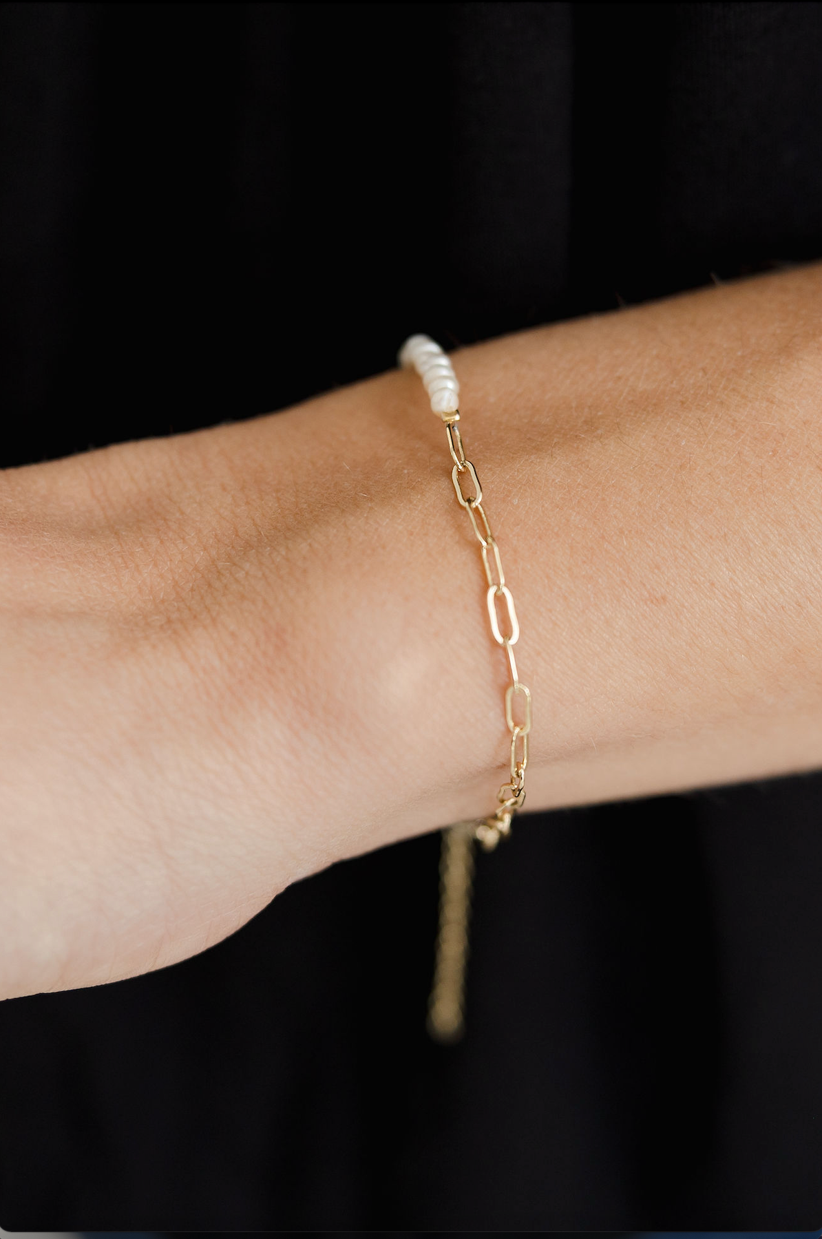 Bella Dainty Pearl and Paperclip Bracelet