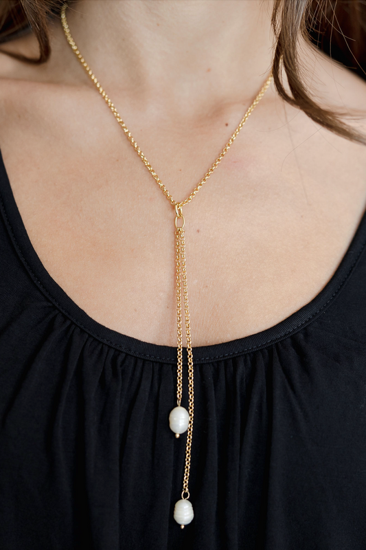 Bella Pearl Lariat Necklace