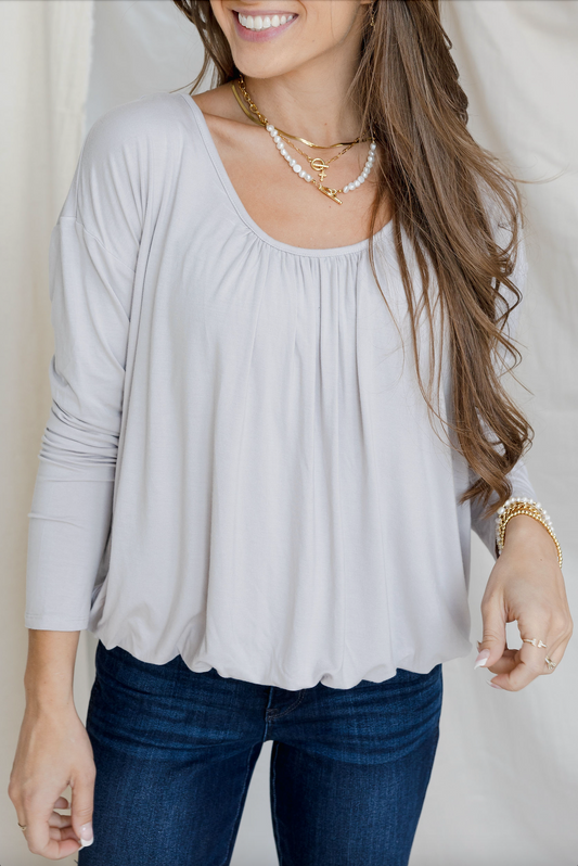 Flatter-Me-Crazy Bubble Top - Silver Lining