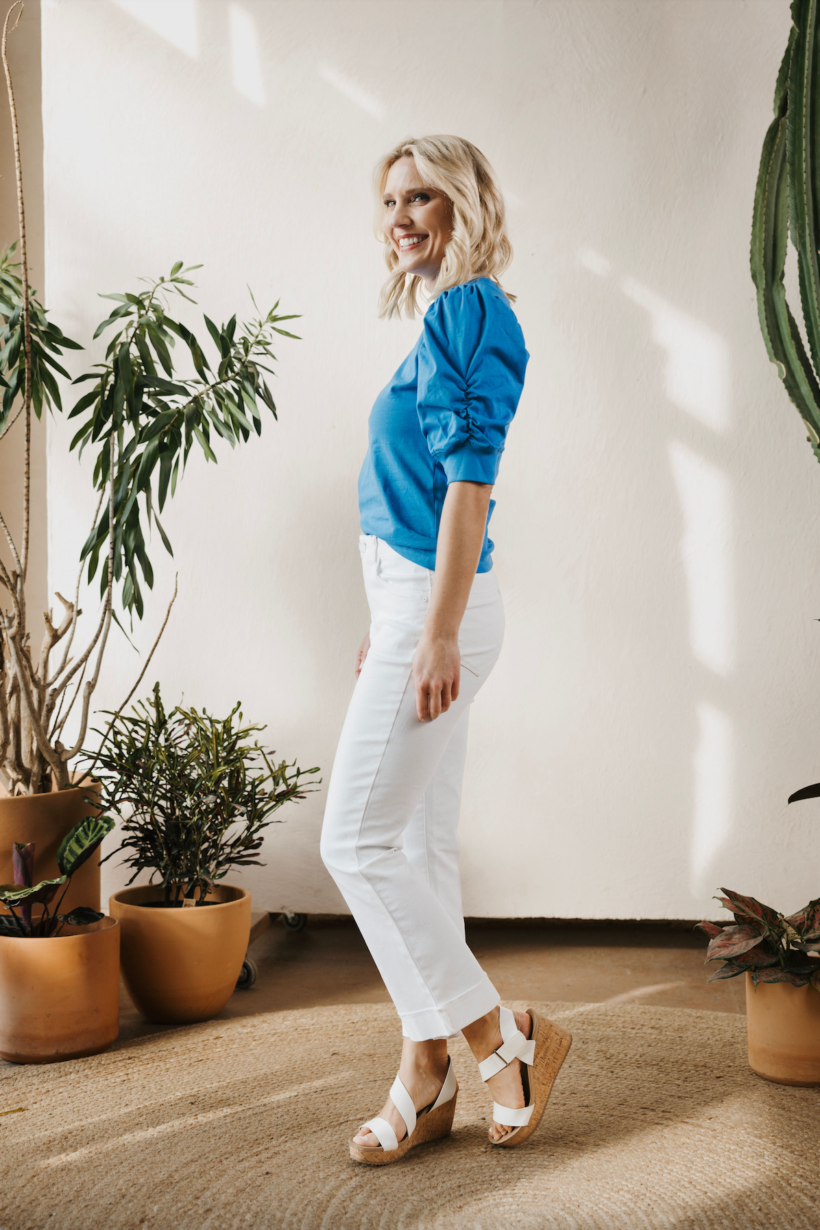 Bold and Beautiful Ruched Sleeve Top - French Blue