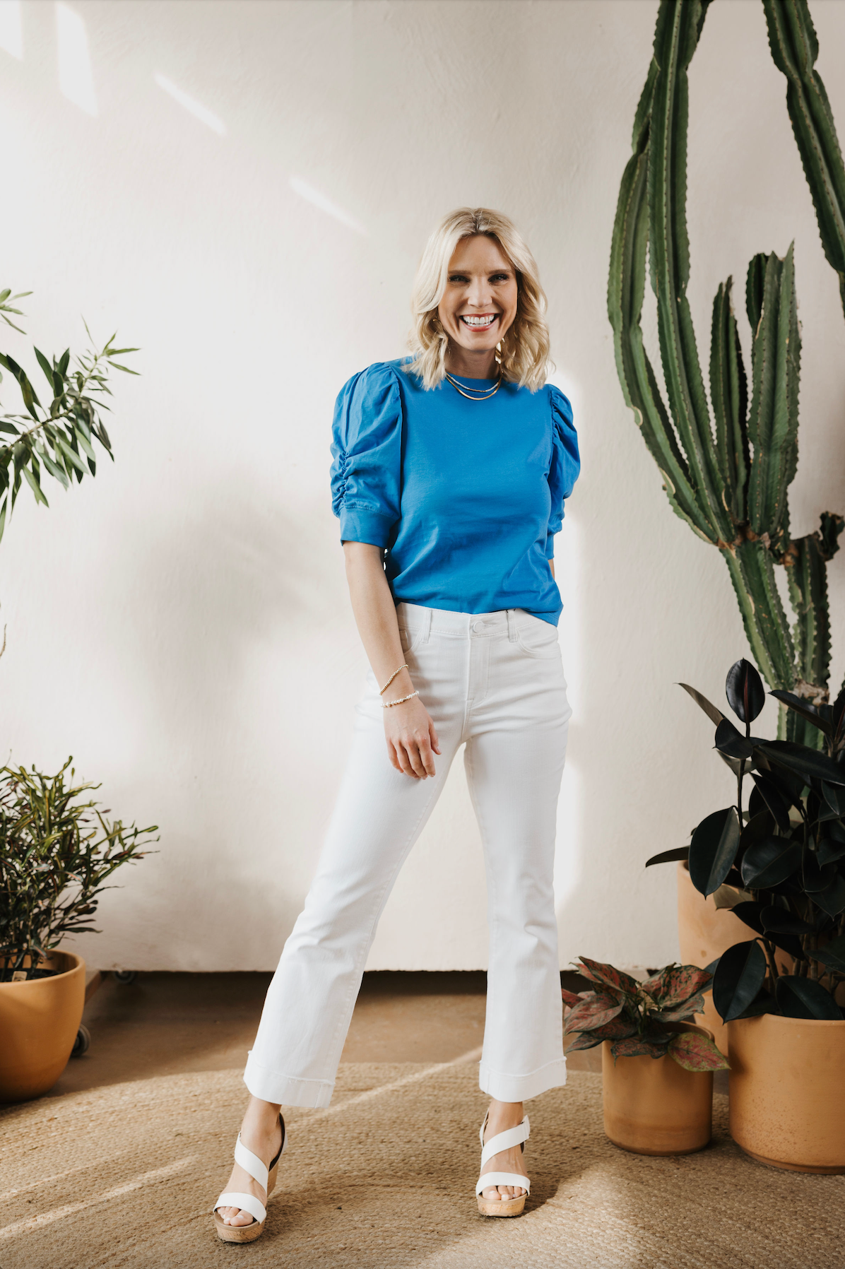 Bold and Beautiful Ruched Sleeve Top - French Blue