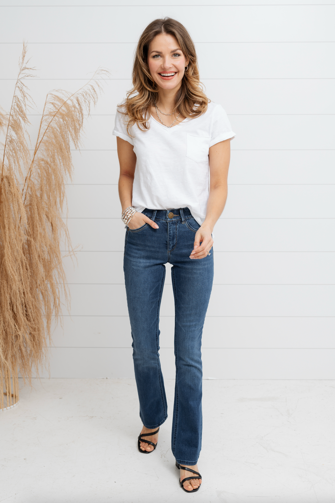 Roll Cuff Pocket Tee - White